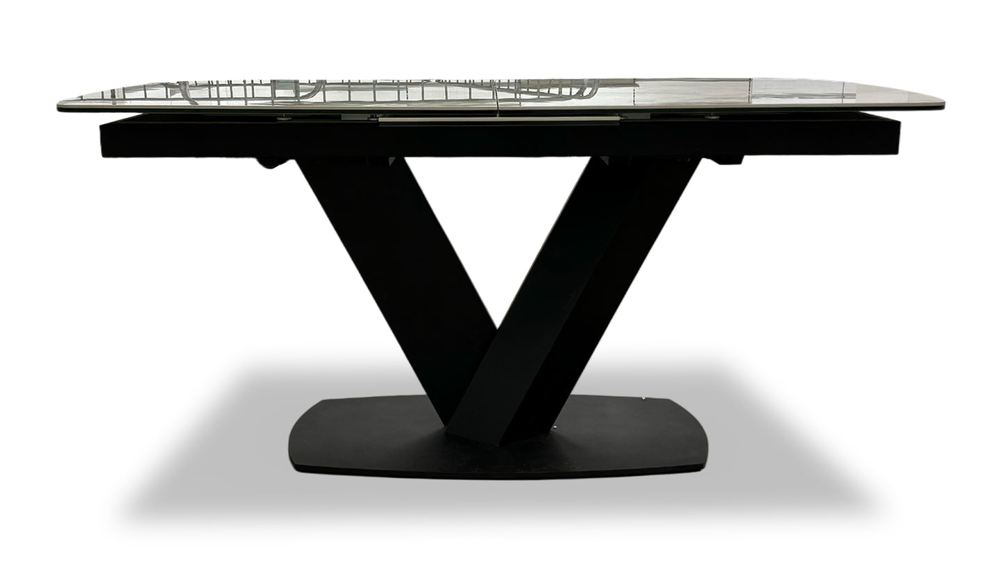 'Merlin' Marble Effect Ceramic Top Large Pop Up Extending Dining Table