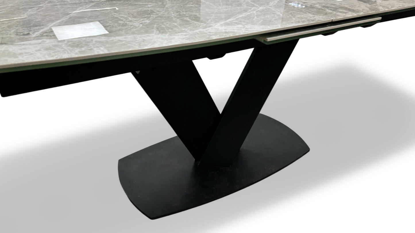 'Merlin' Marble Effect Ceramic Top Large Pop Up Extending Dining Table