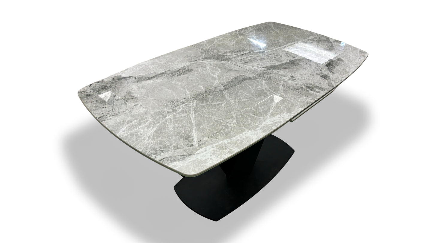 'Merlin' Marble Effect Ceramic Top Large Pop Up Extending Dining Table