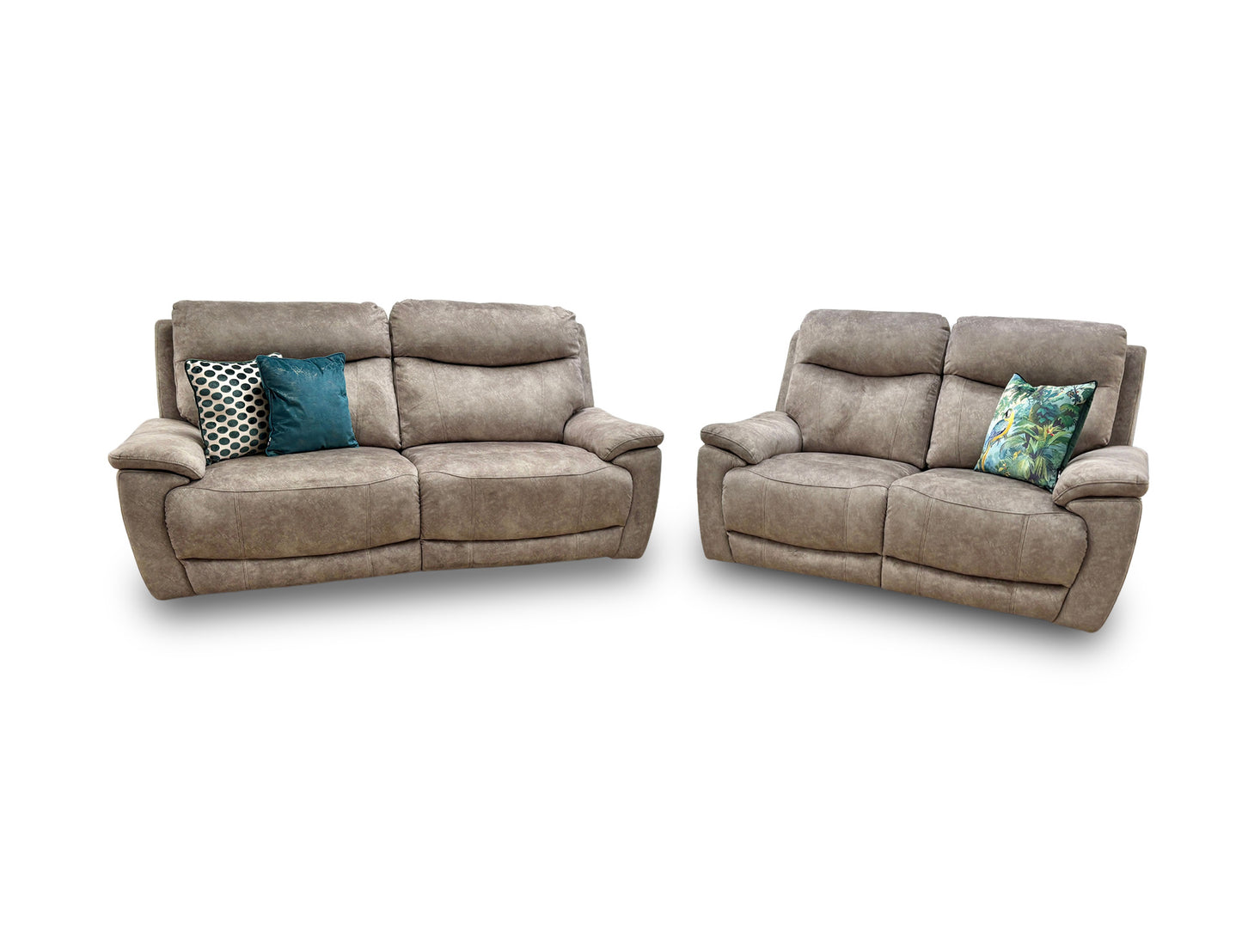 ‘Sloane’ Marble Charcoal Grey Velvet 3 + 2 Seater Fabric Power Recliner Sofa Set
