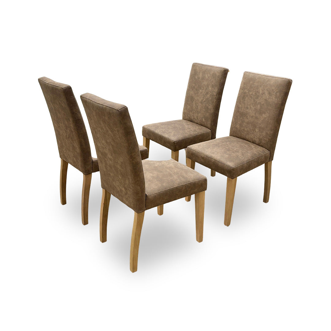 'Augusta' Taupe Nubuck-look Upholstery Dining Chairs - Set of 4