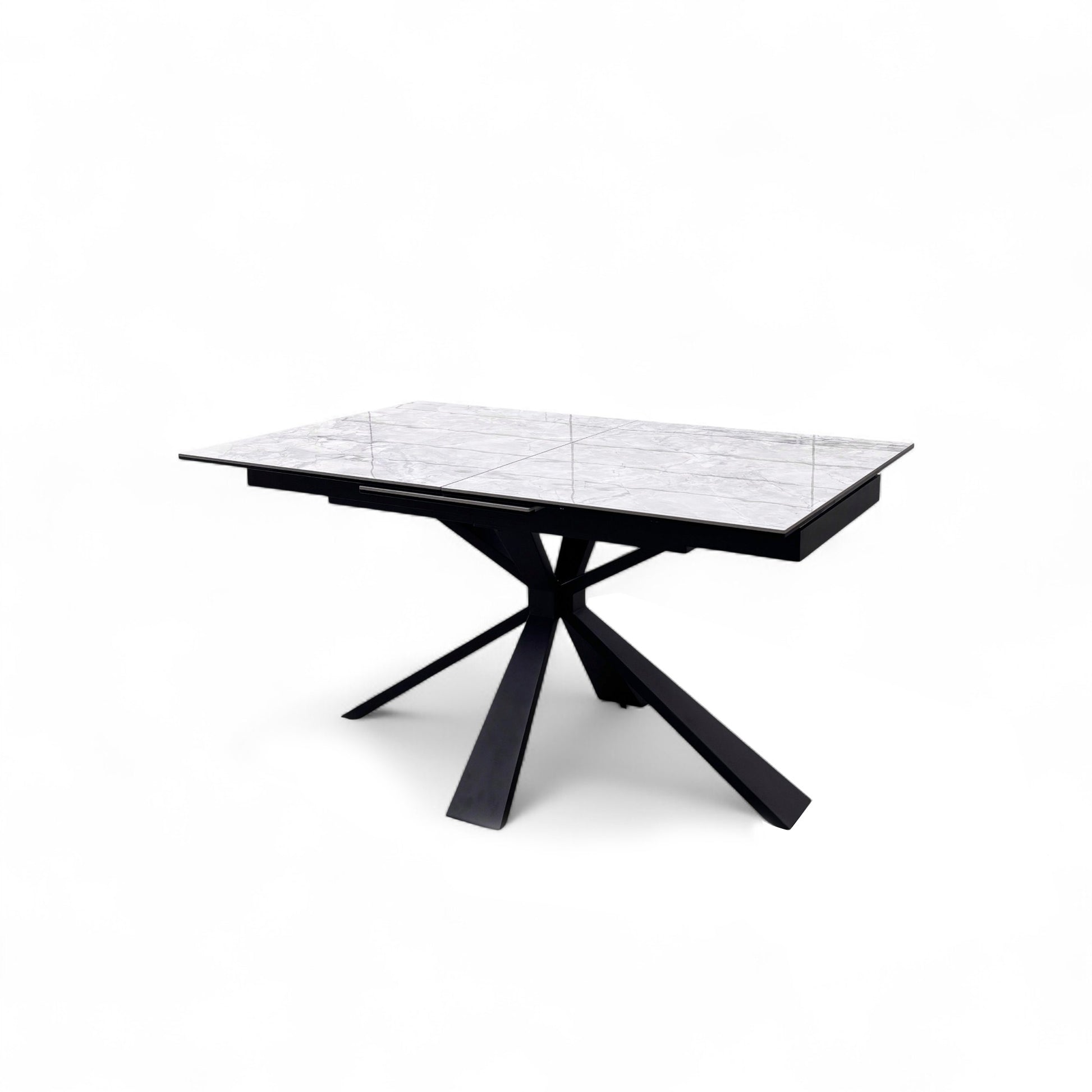 Close-up of the smooth, high-gloss white ceramic tabletop surface.