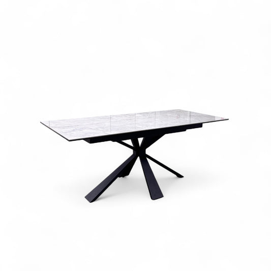 'Crete’ White Ceramic Top 140cm Small Extending Dining Table