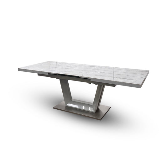 'Grigio' Marble Effect Ceramic Top Large Extending Dining Table