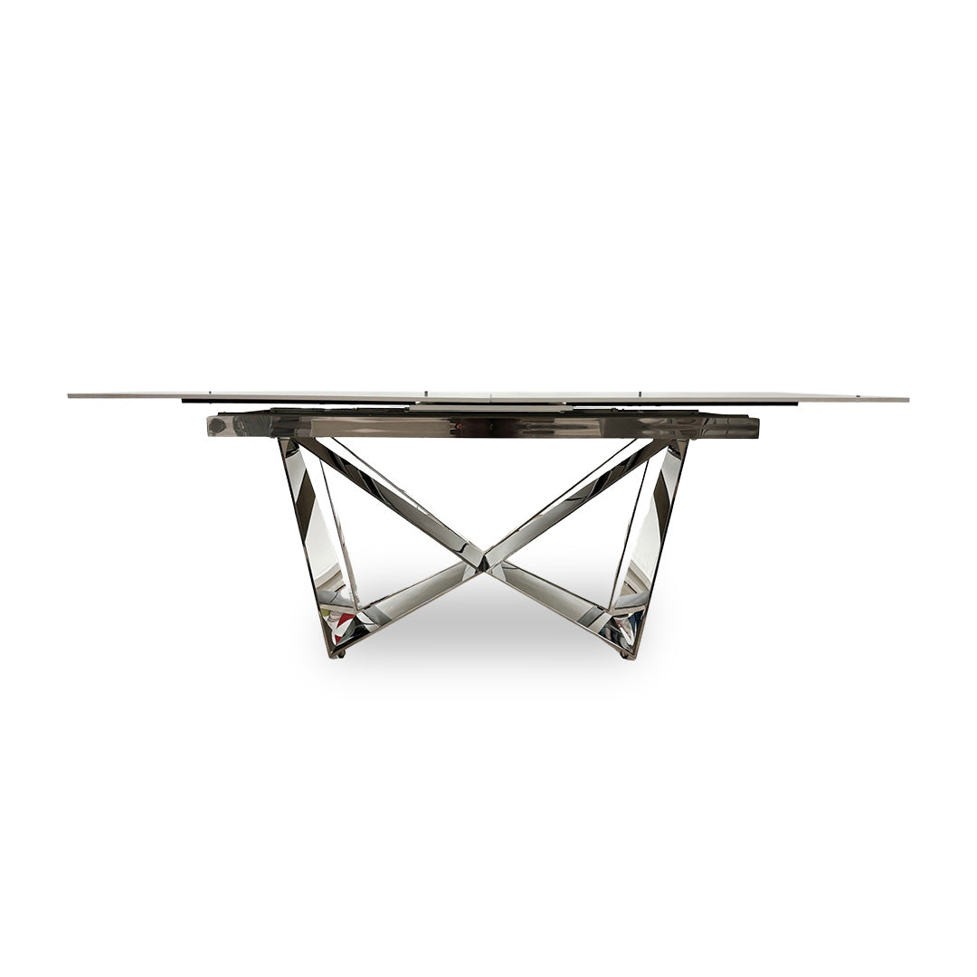 ‘Marvel’ Chrome Ceramic Top Large Extending Dining Table - 200cm