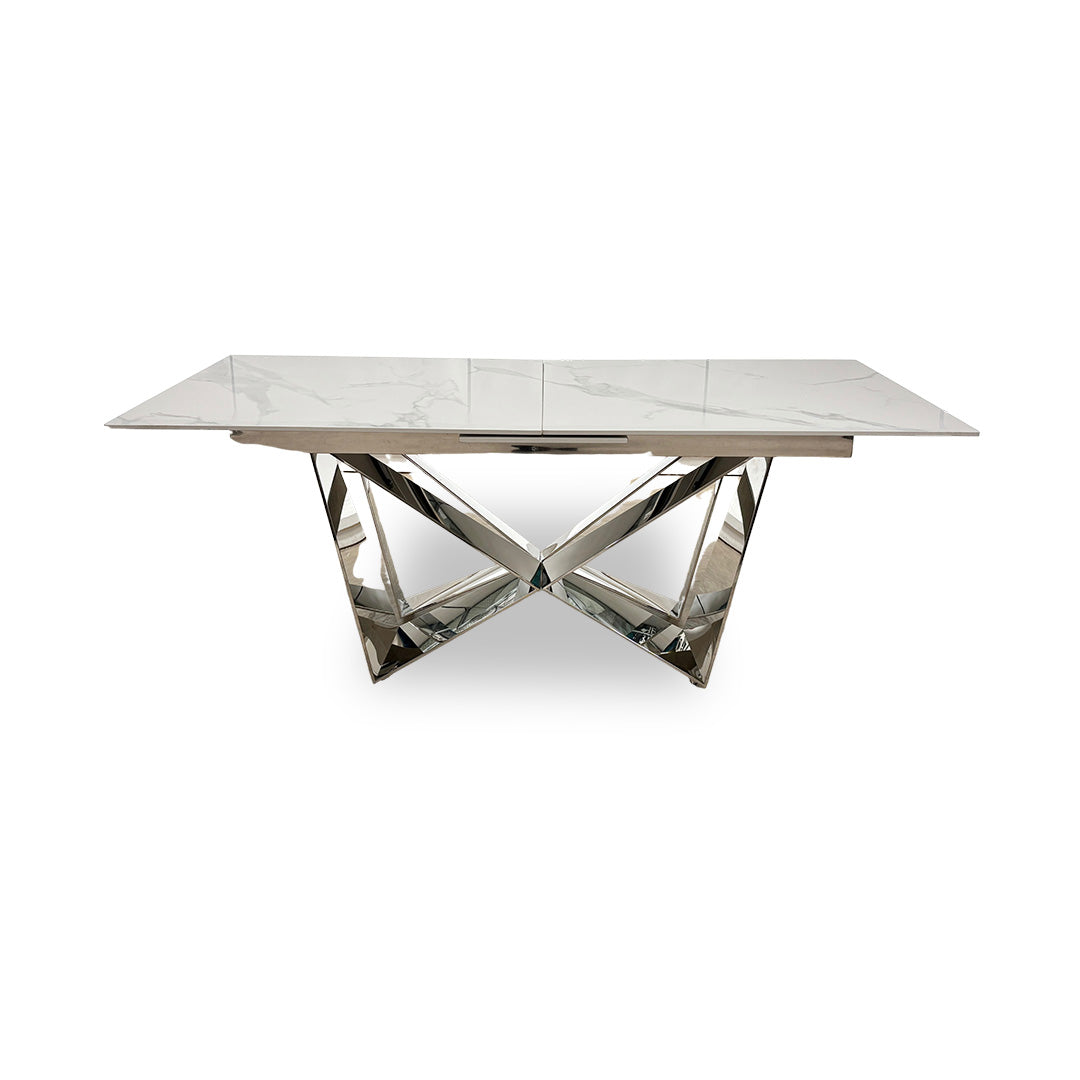 ‘Marvel’ Chrome Ceramic Top Large Extending Dining Table - 200cm