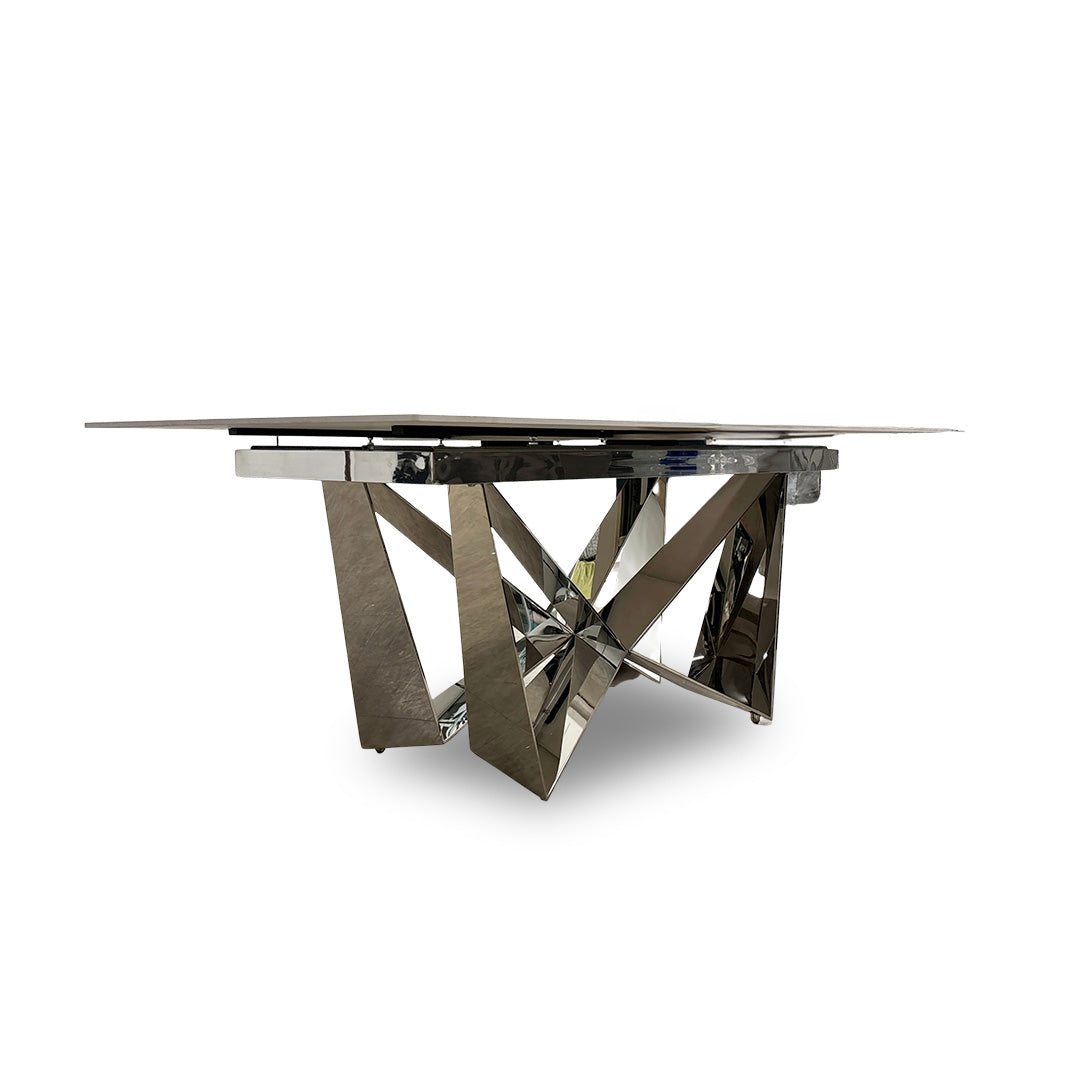 ‘Marvel’ Chrome Ceramic Top Large Extending Dining Table - 200cm