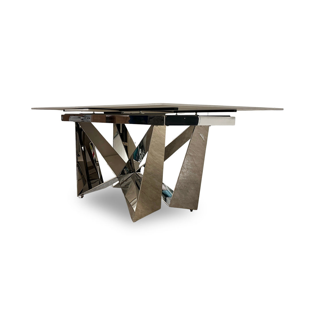 ‘Marvel’ Chrome Ceramic Top Large Extending Dining Table - 200cm