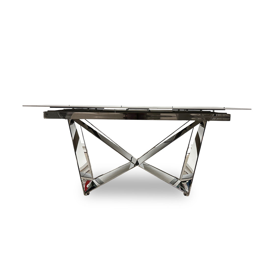 ‘Marvel’ Chrome Ceramic Top Large Extending Dining Table - 200cm
