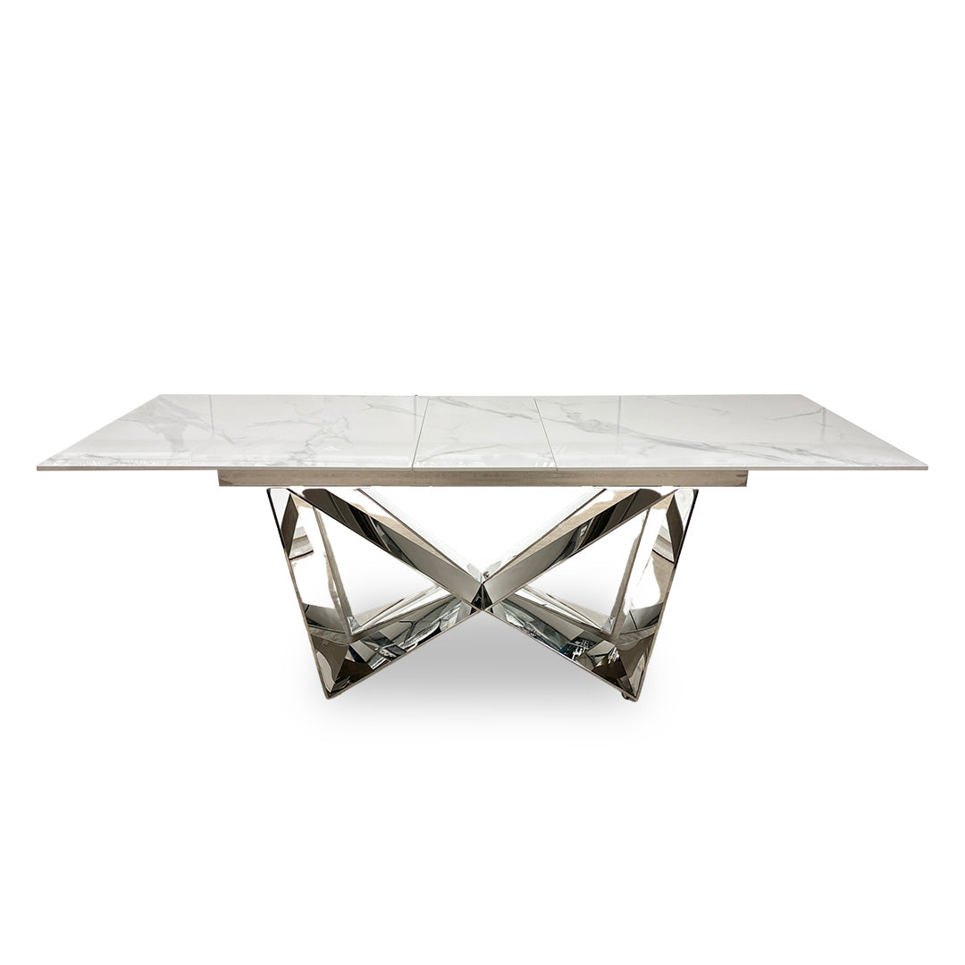 ‘Marvel’ Chrome Ceramic Top Large Extending Dining Table - 200cm