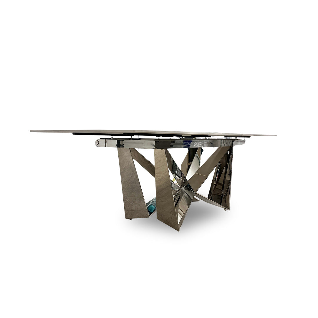 ‘Marvel’ Chrome Ceramic Top Large Extending Dining Table - 200cm