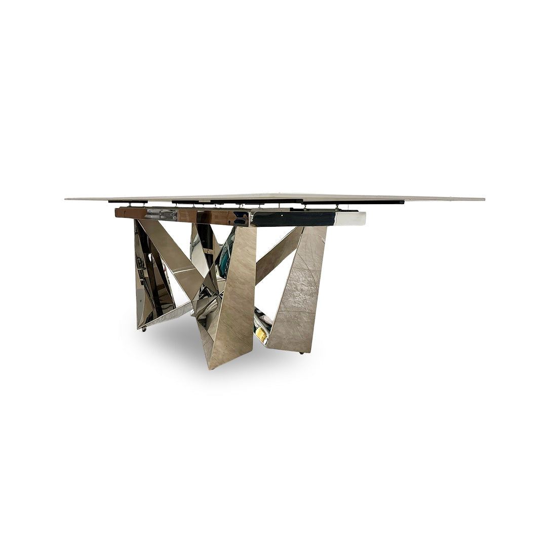 ‘Marvel’ Chrome Ceramic Top Large Extending Dining Table - 200cm