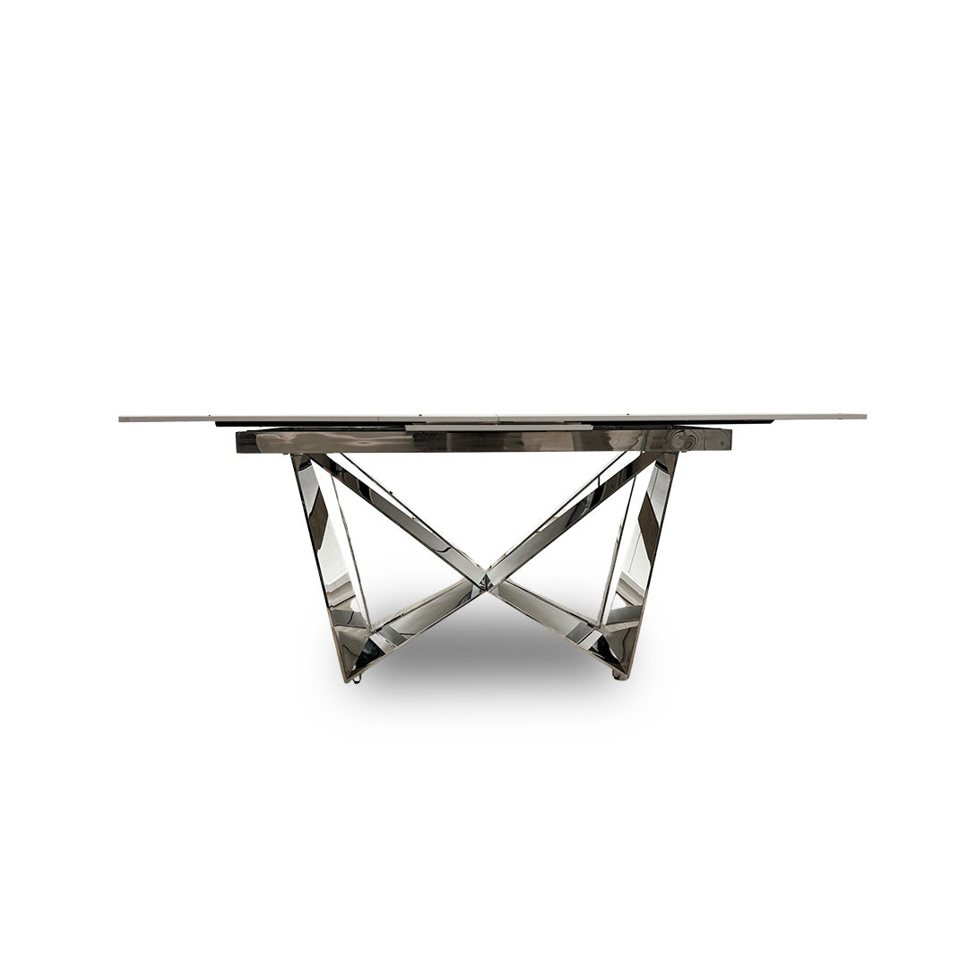 ‘Marvel’ Chrome Ceramic Top Small Extending Dining Table - 160cm