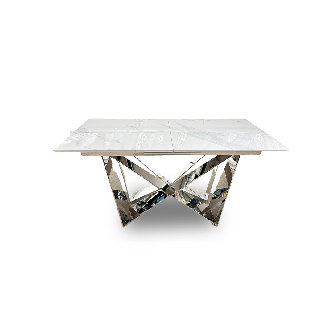 ‘Marvel’ Chrome Ceramic Top Small Extending Dining Table - 160cm