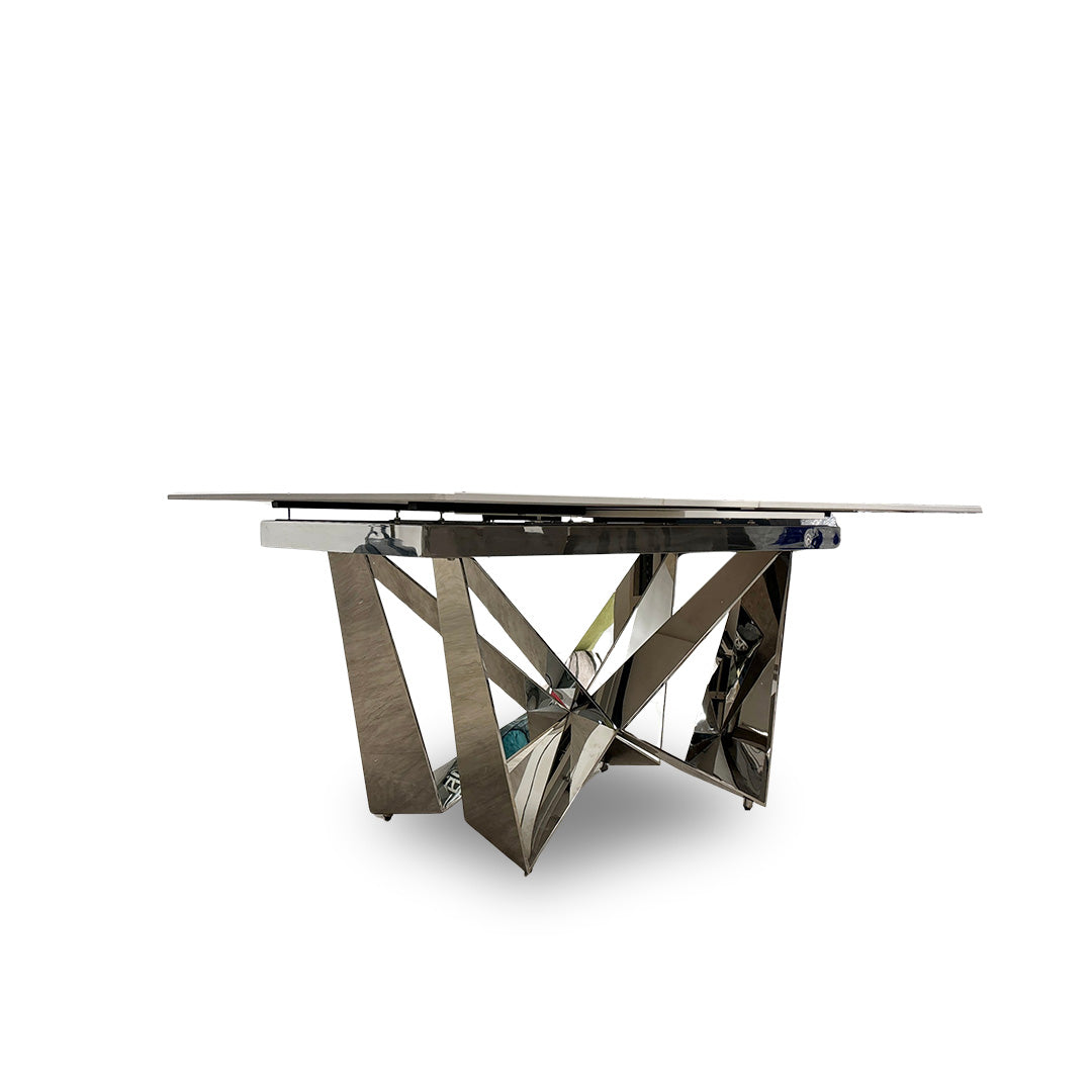 ‘Marvel’ Chrome Ceramic Top Small Extending Dining Table - 160cm