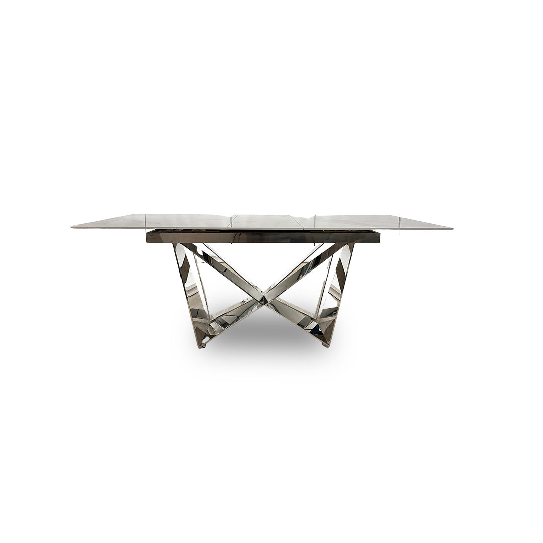 ‘Marvel’ Chrome Ceramic Top Small Extending Dining Table - 160cm