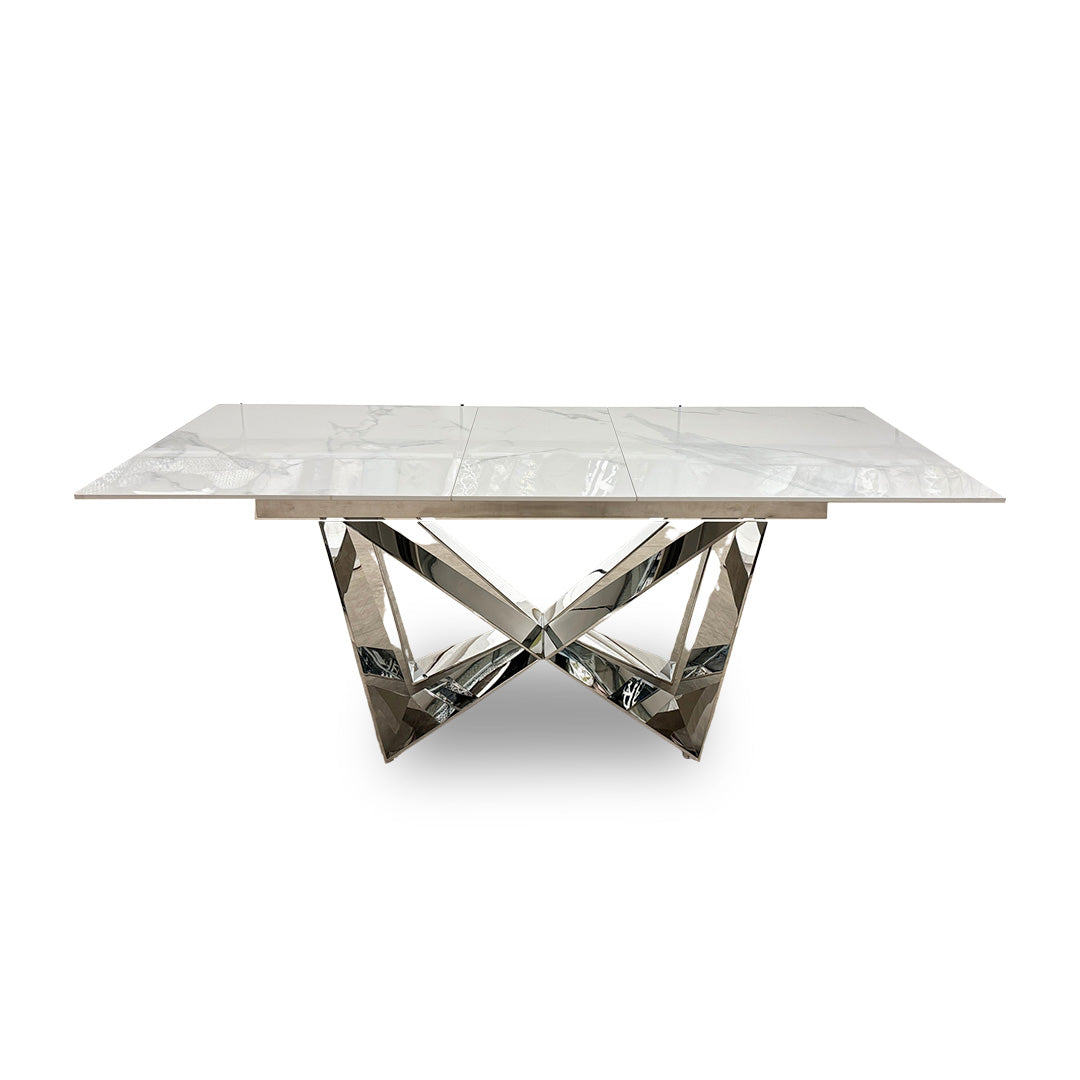 ‘Marvel’ Chrome Ceramic Top Small Extending Dining Table - 160cm