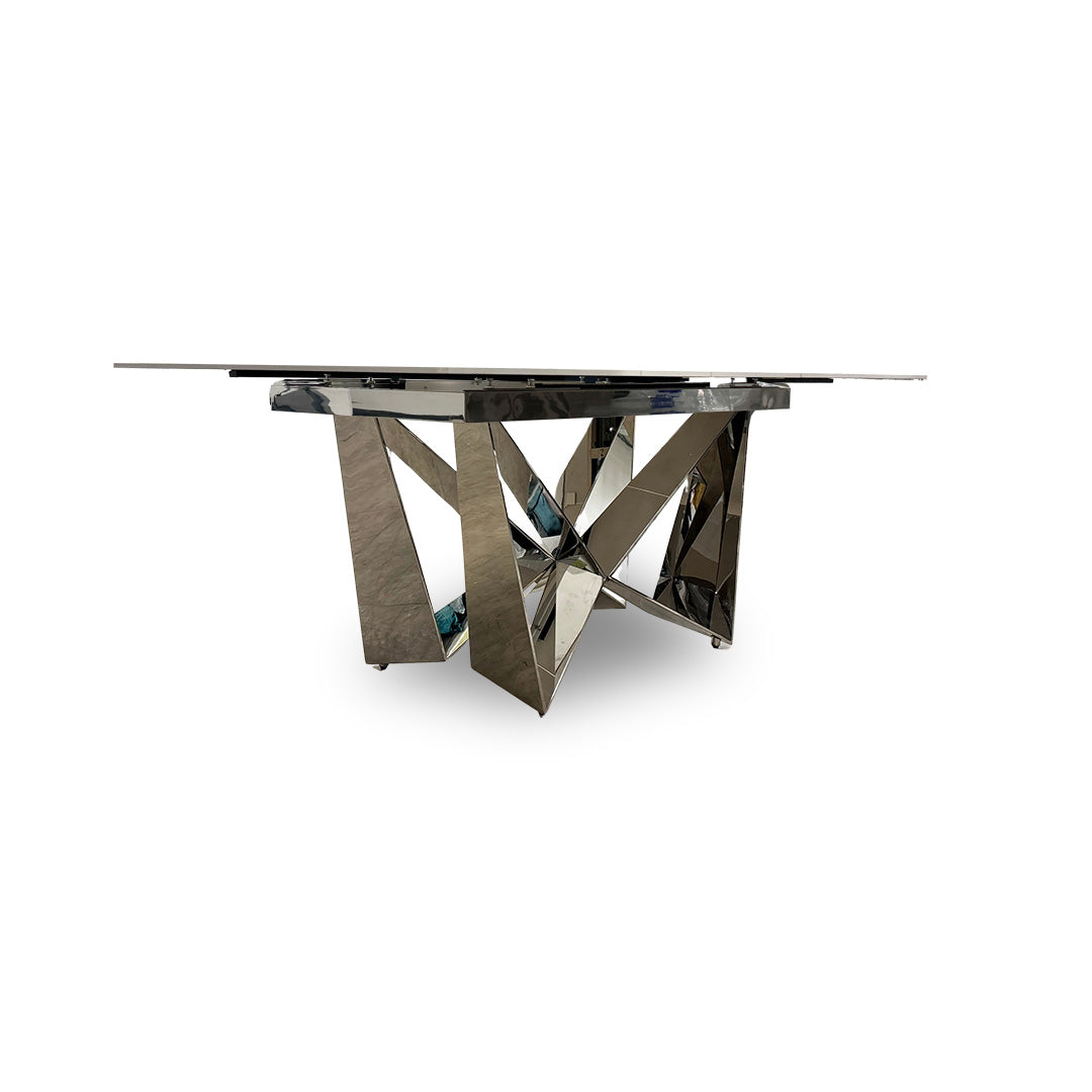 ‘Marvel’ Chrome Ceramic Top Small Extending Dining Table - 160cm