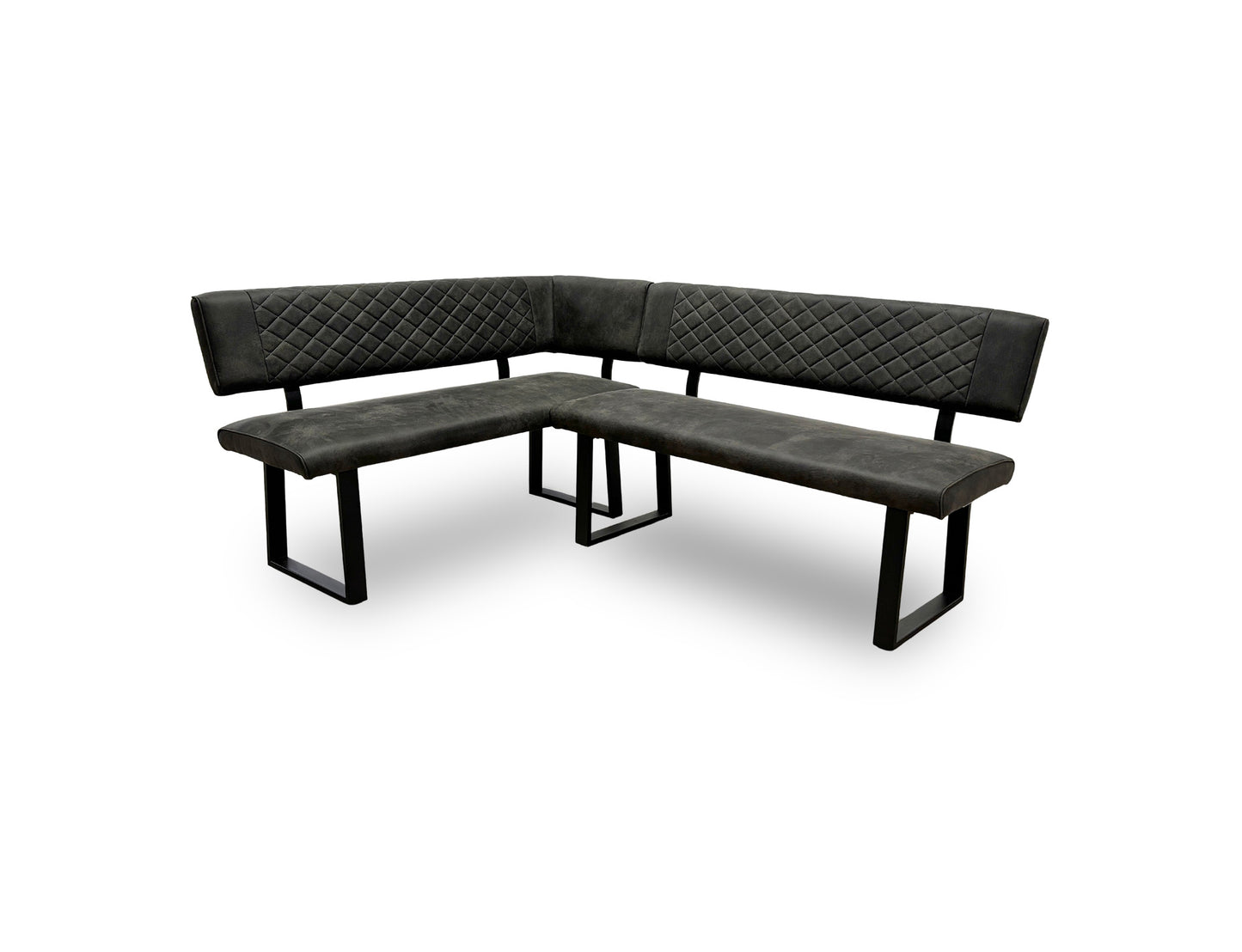 Angled shot of the 'Warrior' LHF corner dining bench, highlighting the connection point of the two bench sections.