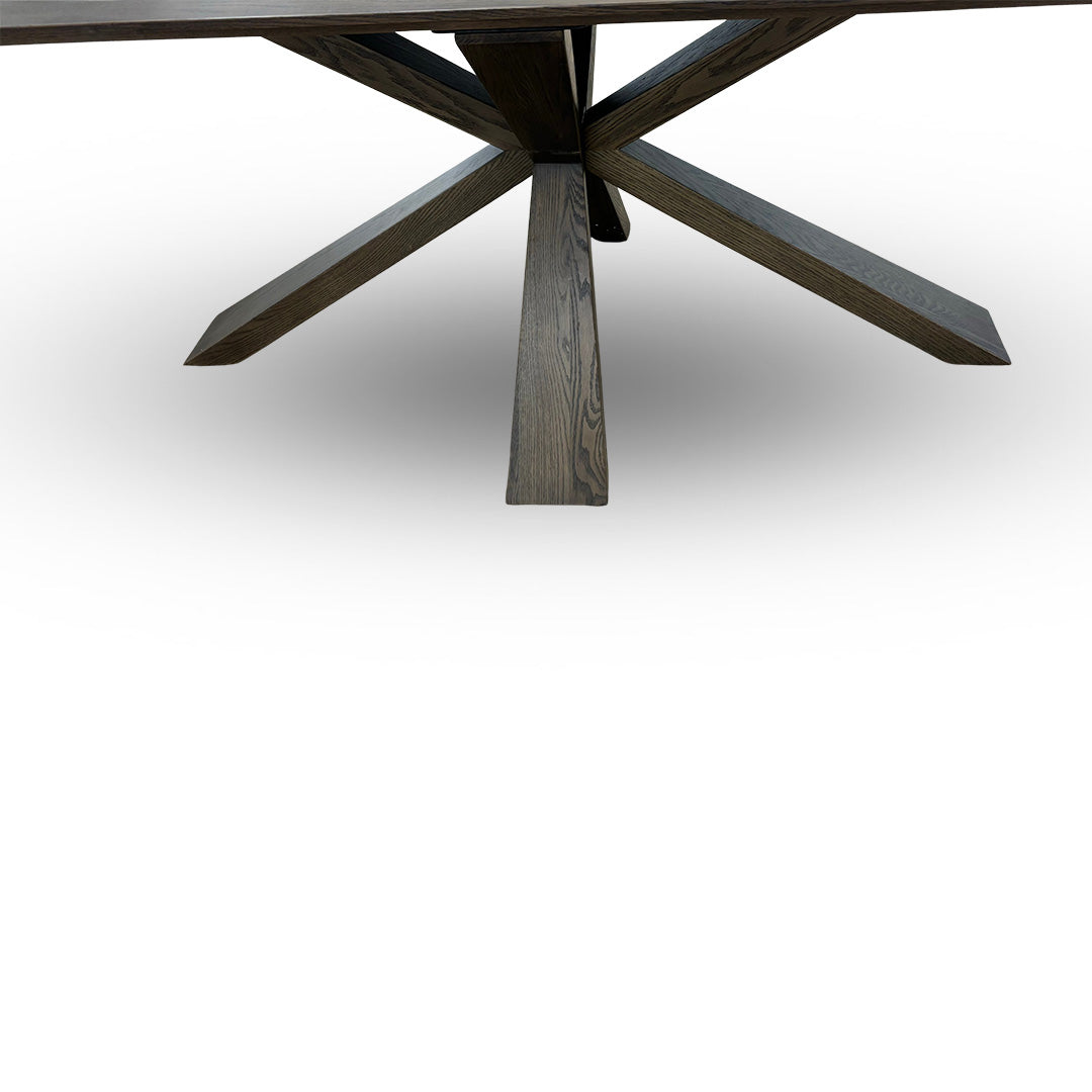 'Saigon' Dark Oak Veneer Wood Fixed Dining Table with Wooden Base