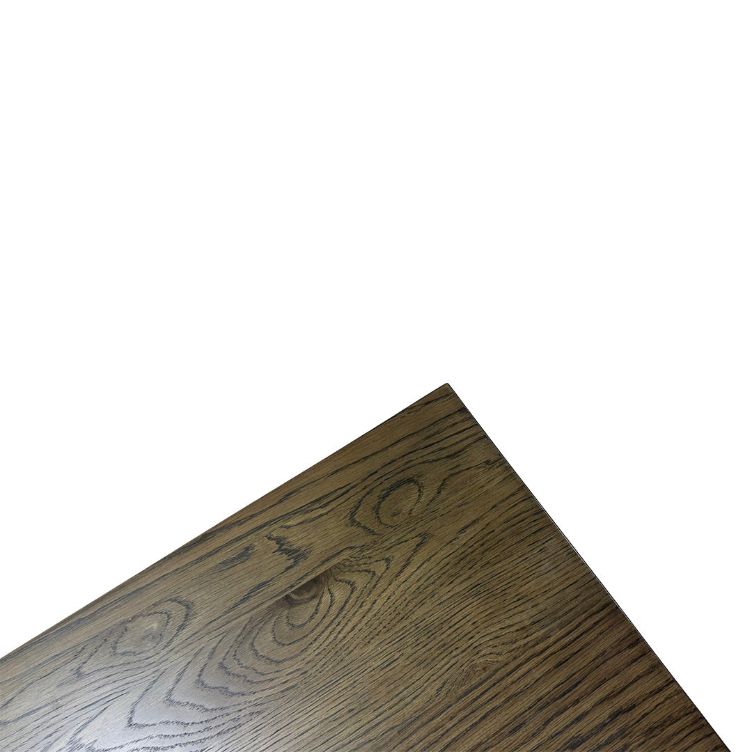 'Saigon' Dark Oak Veneer Wood Fixed Dining Table with Wooden Base