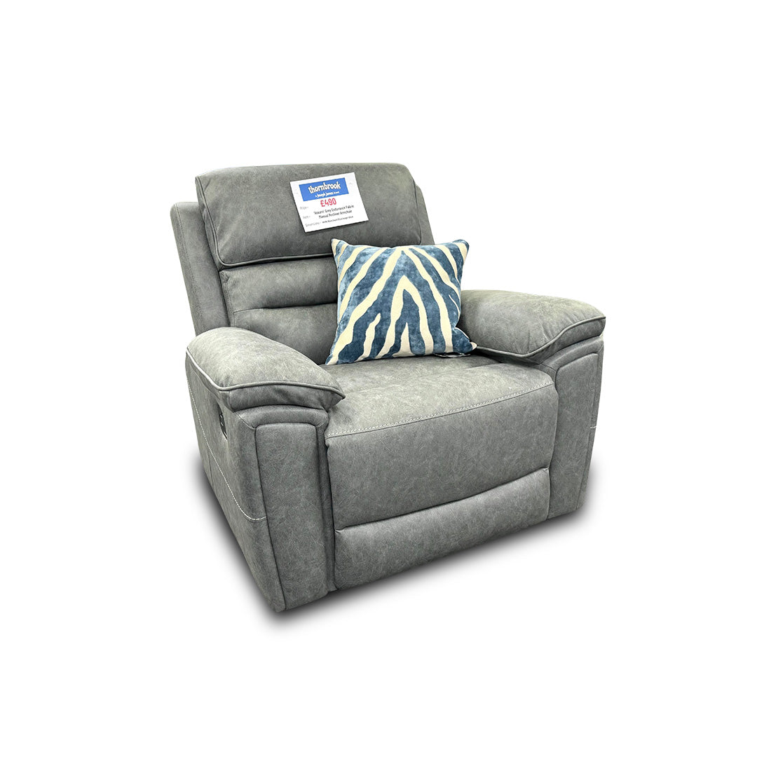 ‘Azzurri’ Grey Endurance Fabric Manual Recliner Armchair
