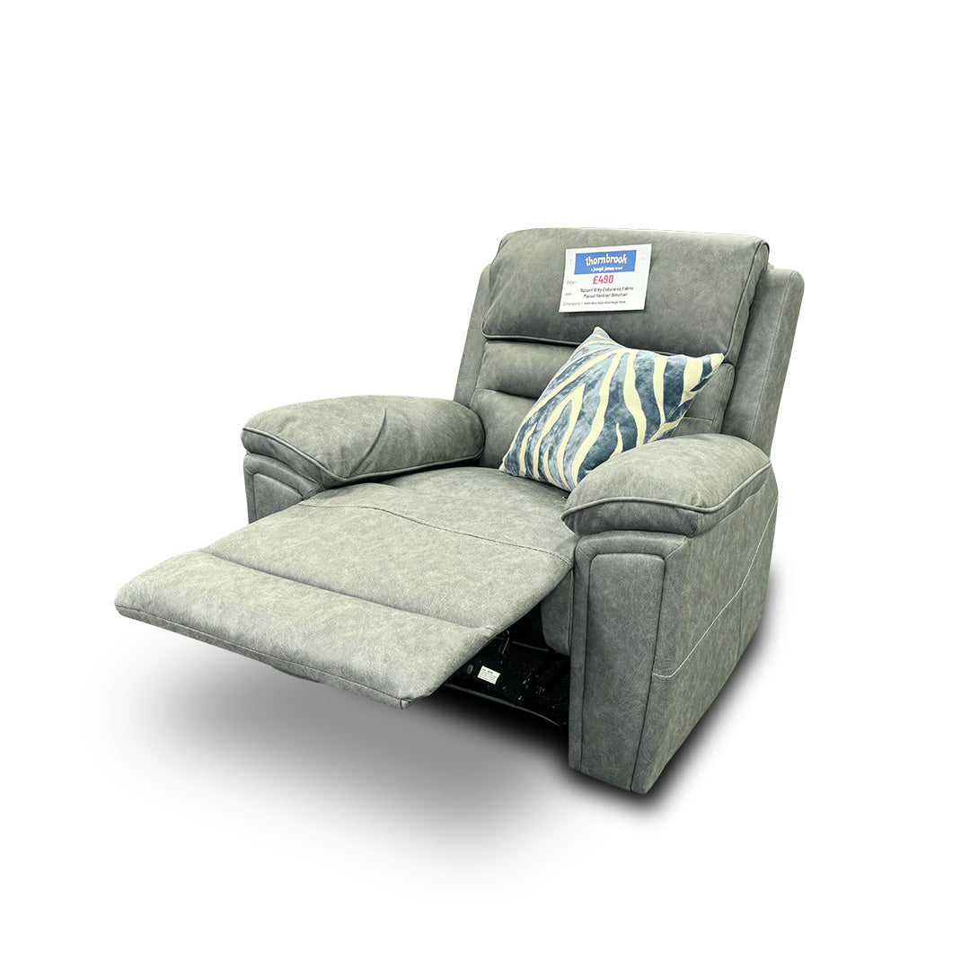 ‘Azzurri’ Grey Endurance Fabric Manual Recliner Armchair