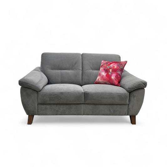 Oak Furnitureland 'Salento' Dark Grey Velvet 2 Seater Sofa