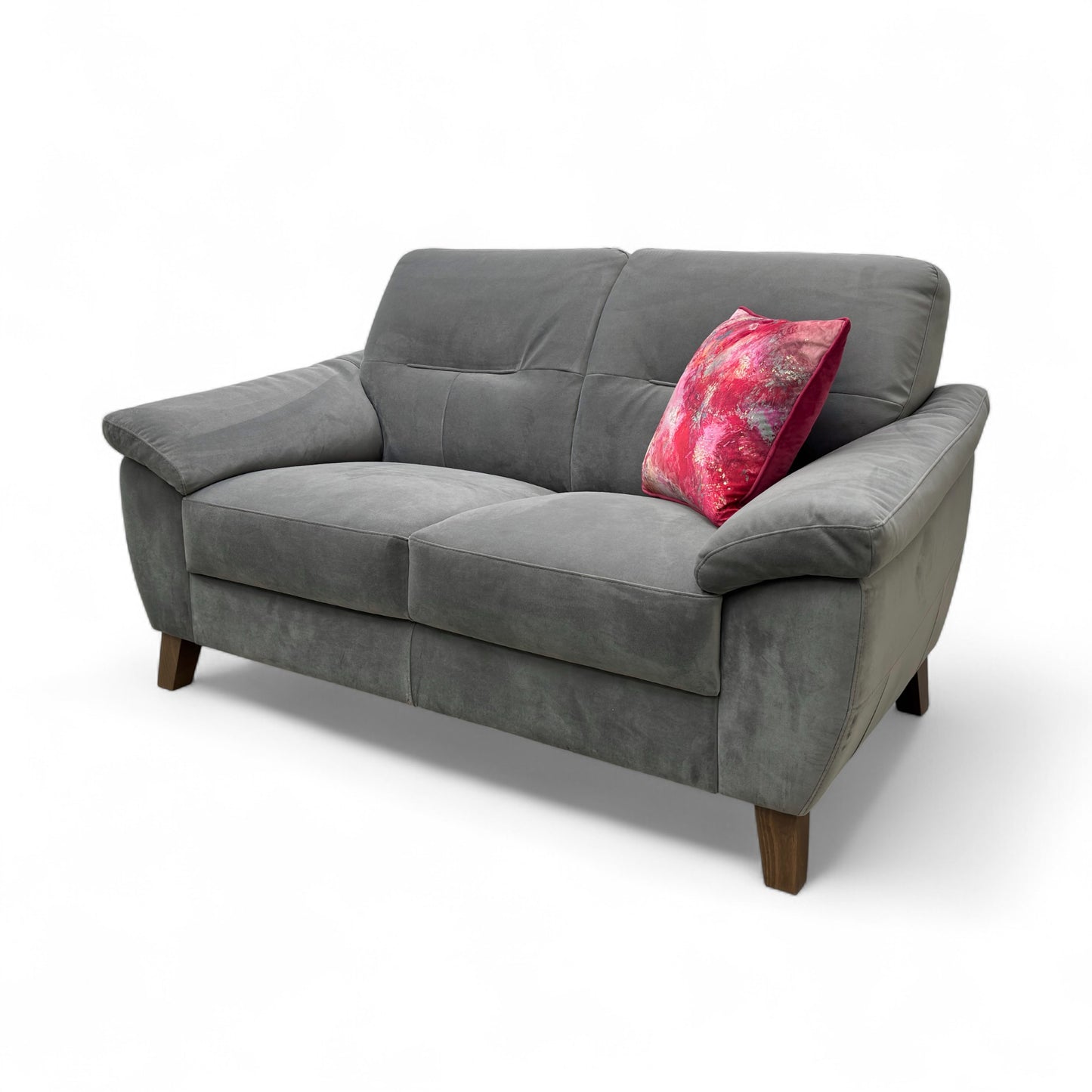 Oak Furnitureland 'Salento' Dark Grey Velvet 2 Seater Sofa