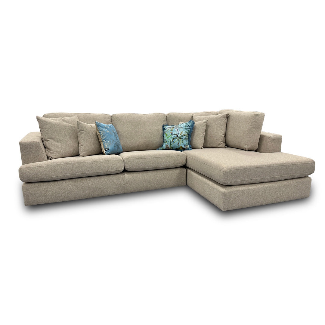 ‘Stratus’ Oatmeal Weave Fabric Right Hand Facing Corner Chaise Sofa