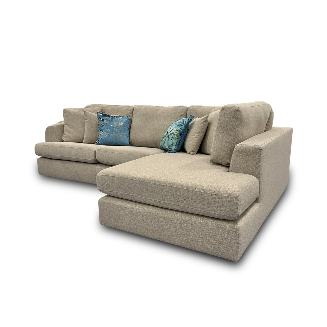 ‘Stratus’ Oatmeal Weave Fabric Right Hand Facing Corner Chaise Sofa