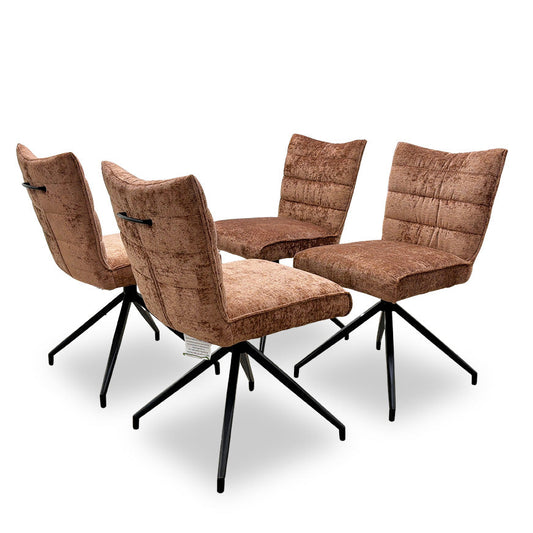 'Saturn' Rust Sumptuous Velvet Dining Chairs - Set of 4