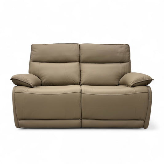 'Lugo' Latte Leather Power Recliner 2 Seater Sofa