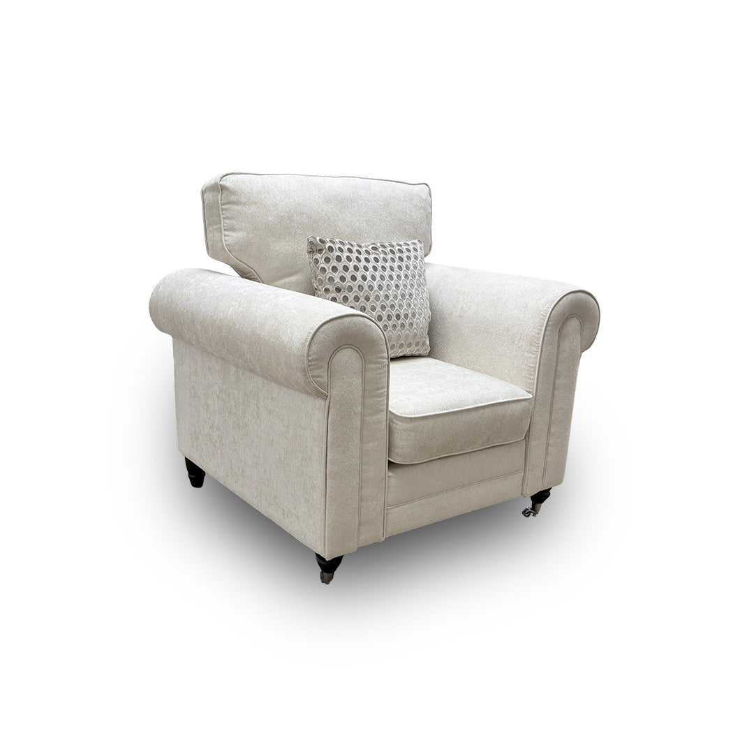 'Melody' Pearl Chenille Fabric Armchair