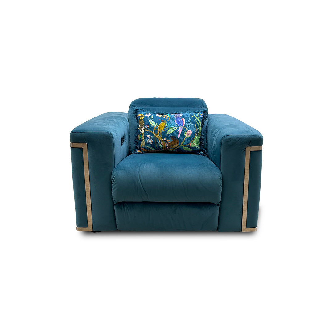 'Cora' Teal Velvet Power Recliner Chair with Power Headrests