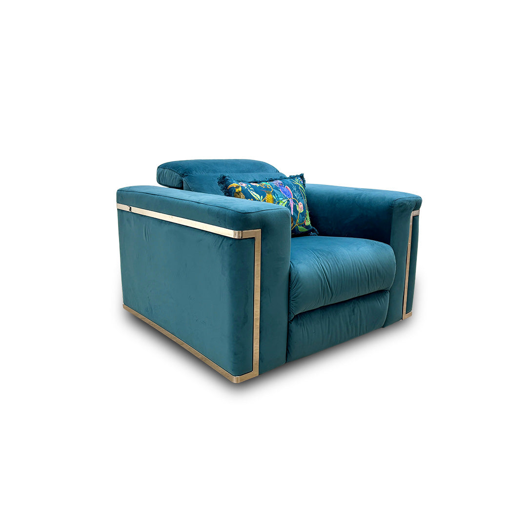 'Cora' Teal Velvet Power Recliner Chair with Power Headrests