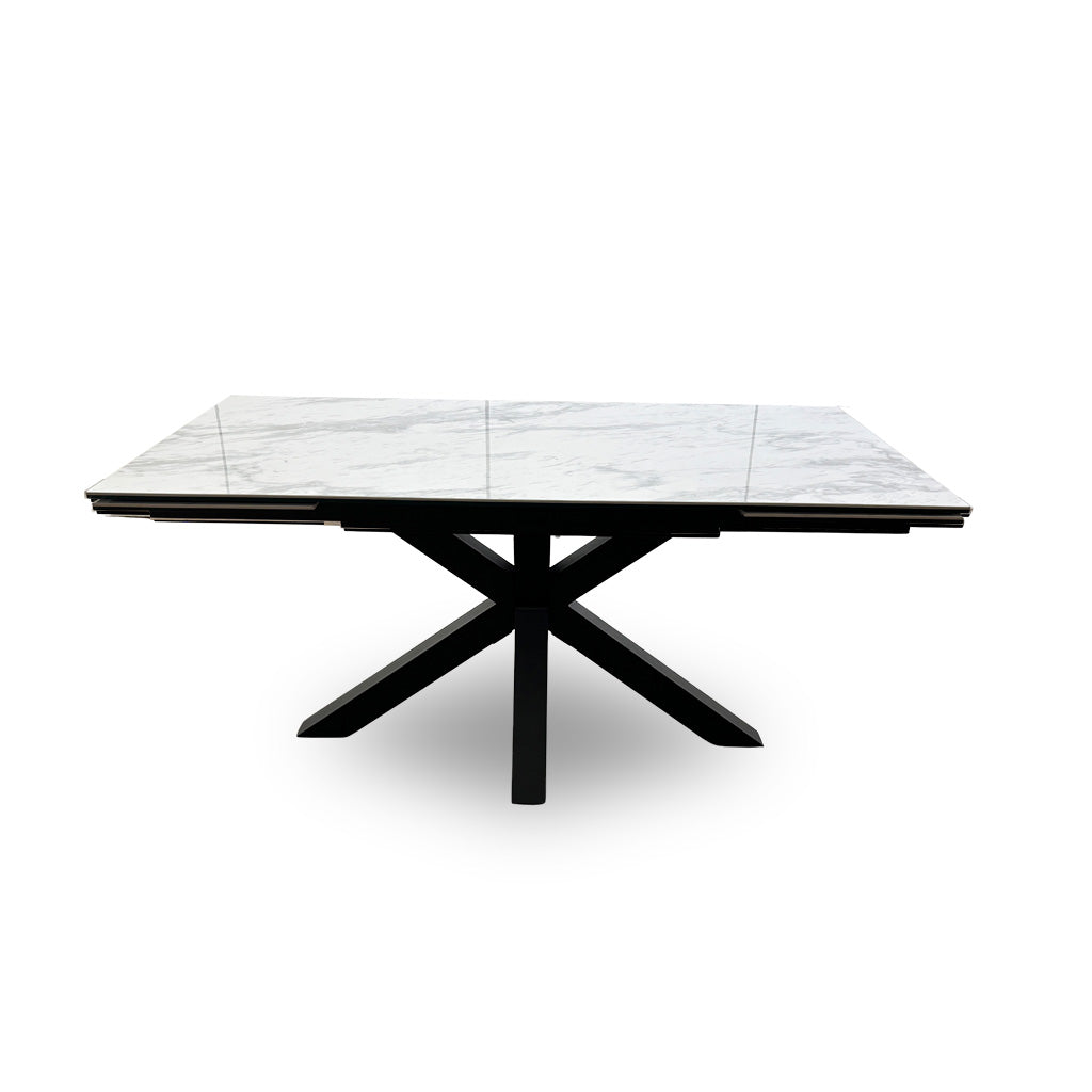 'Glacier' Marble Effect 160cm Ceramic Top Extending Dining Table