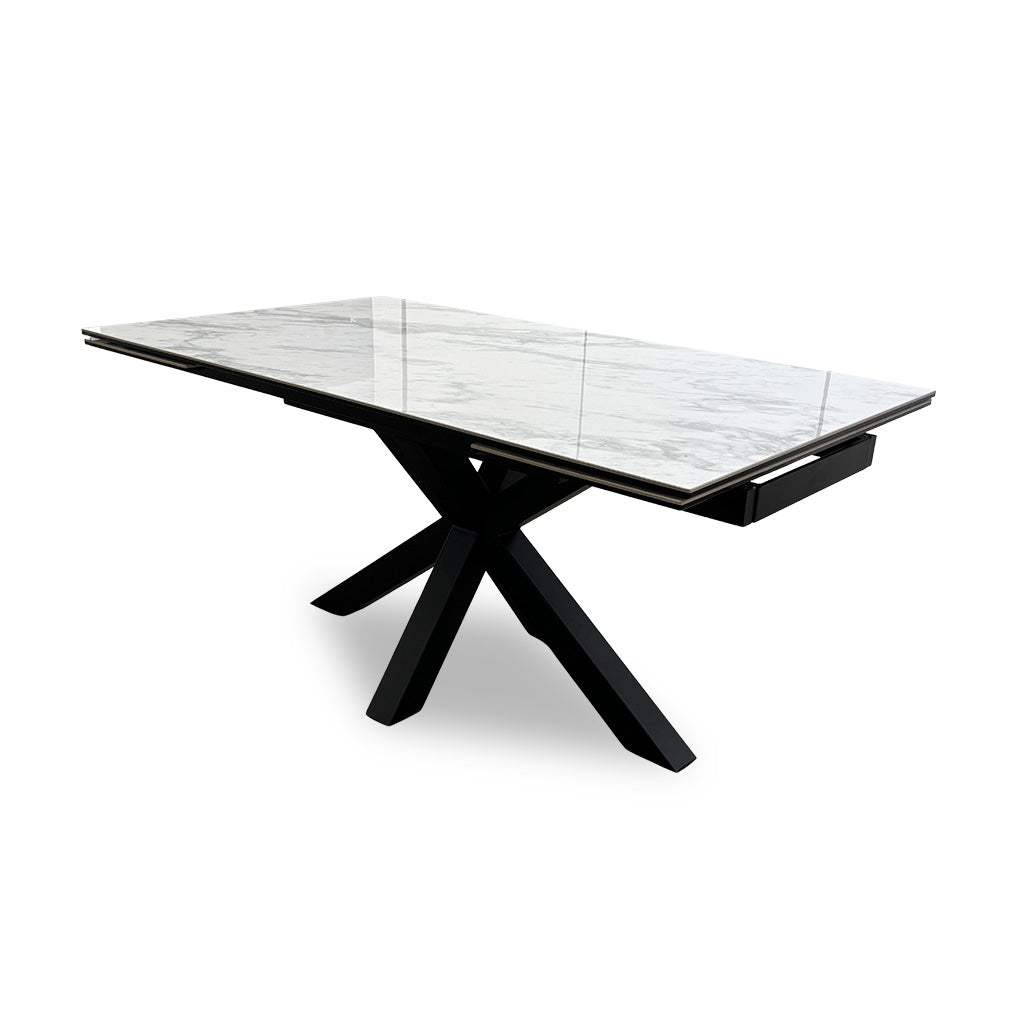 'Glacier' Marble Effect 160cm Ceramic Top Extending Dining Table