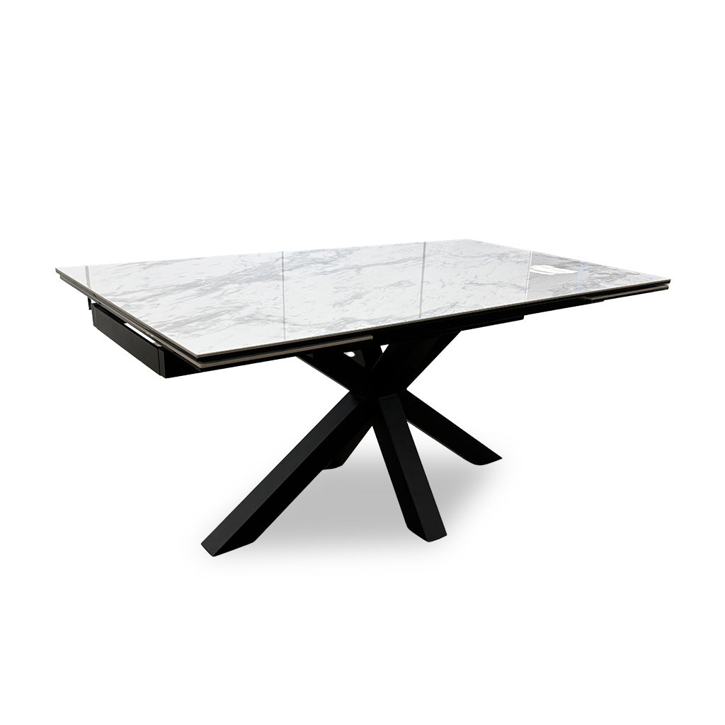 'Glacier' Marble Effect 160cm Ceramic Top Extending Dining Table