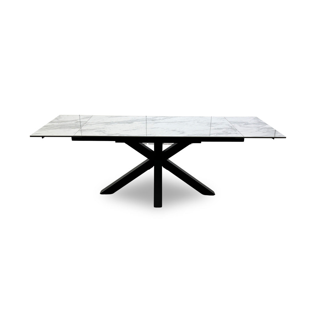 'Glacier' Marble Effect 160cm Ceramic Top Extending Dining Table