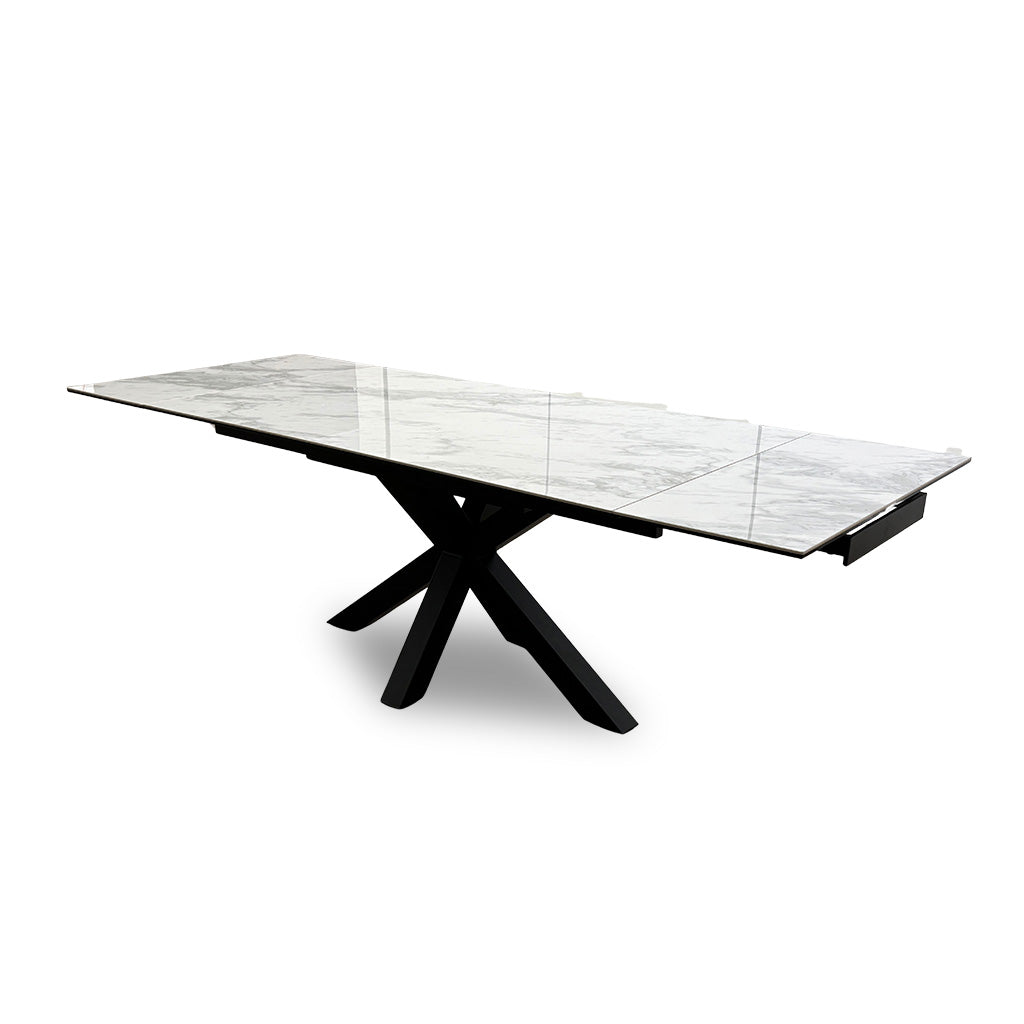 'Glacier' Marble Effect 160cm Ceramic Top Extending Dining Table