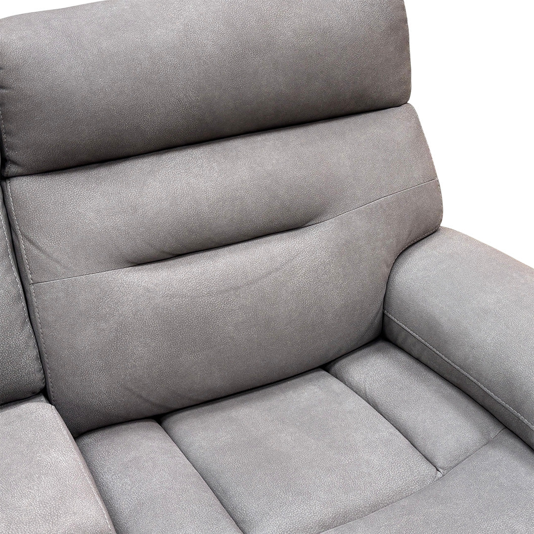 'Cinemax' Nappa Grey Media 2 Seater Fabric Power Recliner Sofa with Power Headrests