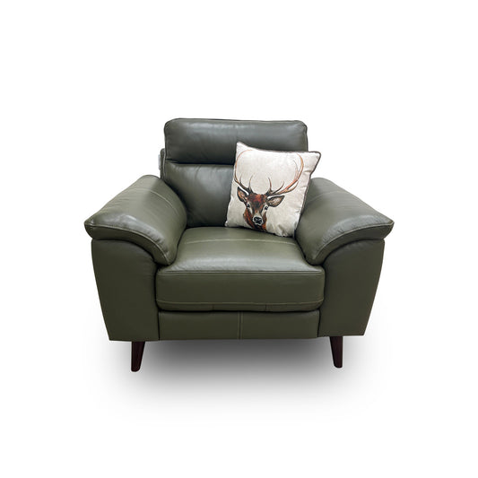 'Jayley' Oslo Pine Leather Double Sided Pull-Out Cup Holders and Extra Storage Armchair