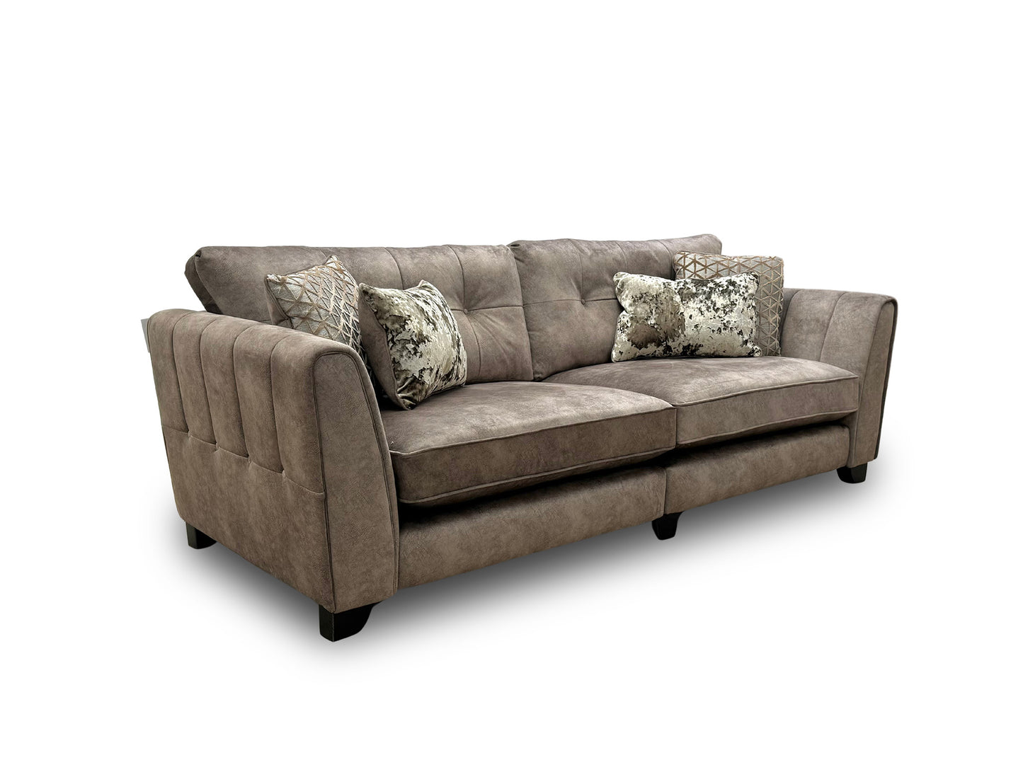 'Ariana' Dapple Chocolate Velvet No Insert 4 Seater Classic Back Split Frame Sofa