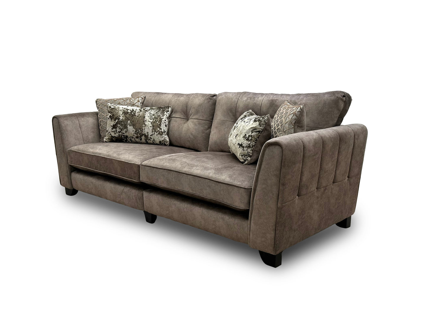 'Ariana' Dapple Chocolate Velvet No Insert 4 Seater Classic Back Split Frame Sofa