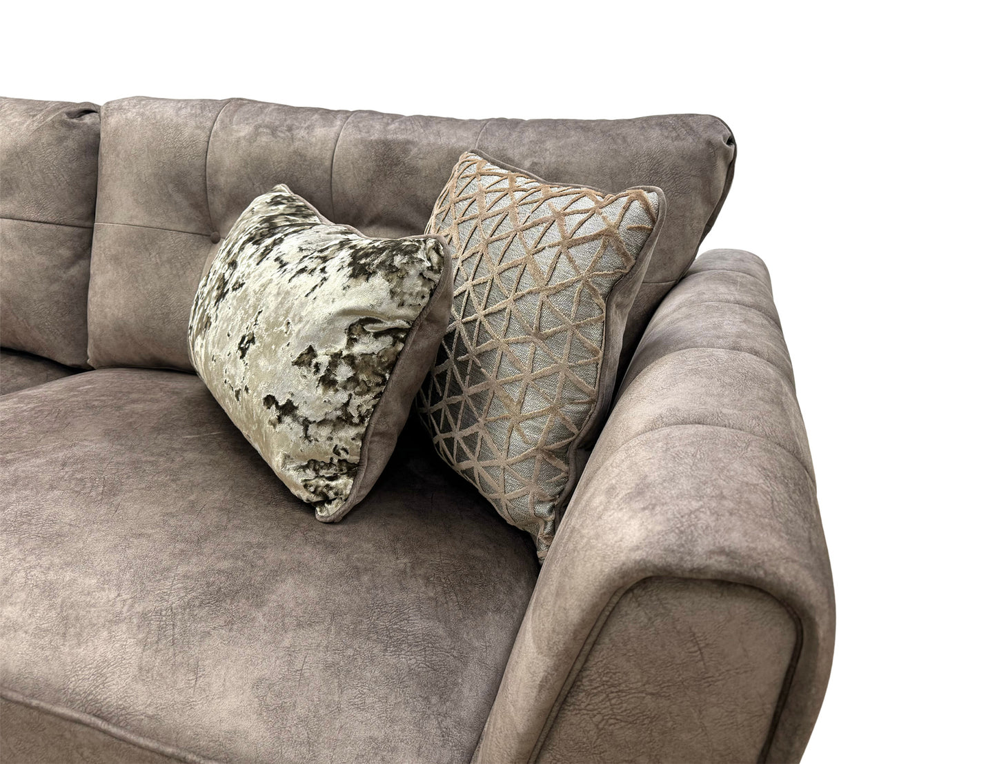 'Ariana' Dapple Chocolate Velvet No Insert 4 Seater Classic Back Split Frame Sofa