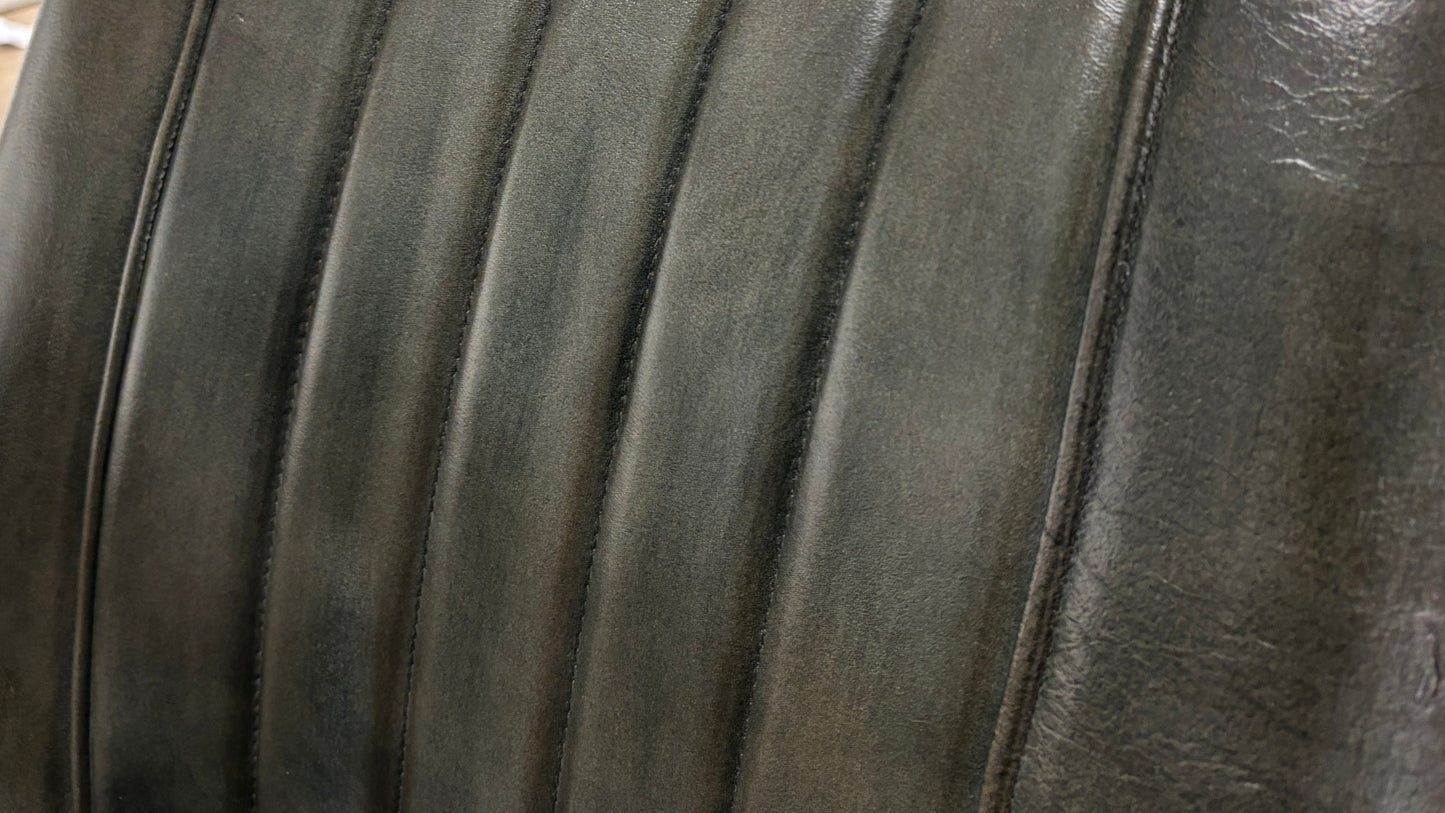 ‘Dee' Dark Olive Set of 4 Cantilever Real Leather Dining Chairs