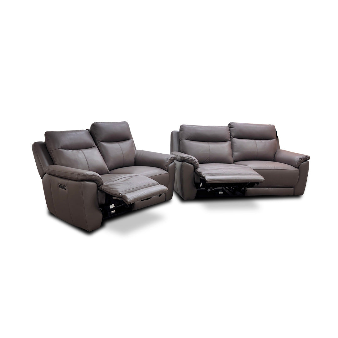 'Bobby' Leather Cat-35/04 Oyster 3 + 2 Power Recliner Sofa Set