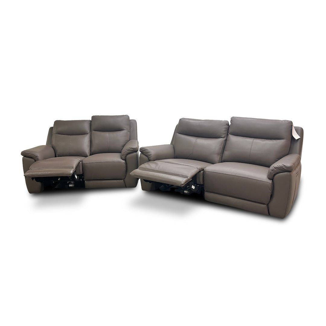 'Bobby' Leather Cat-35/04 Oyster 3 + 2 Power Recliner Sofa Set