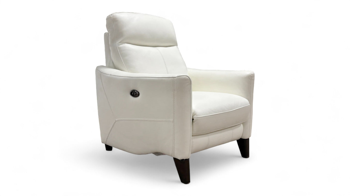 World of Leather 'Petit' Bv-744d Star White Leather Power Recliner Chair